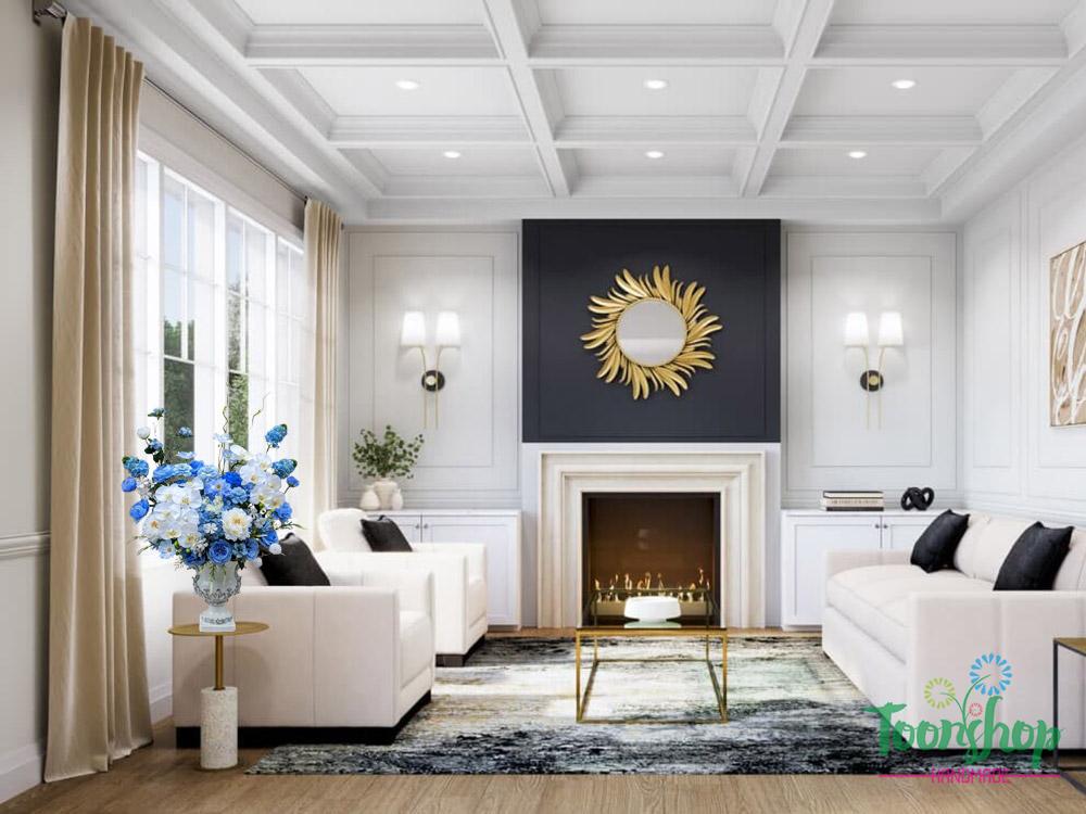 Bình hoa trang trí bầy tại không gian phòng khách