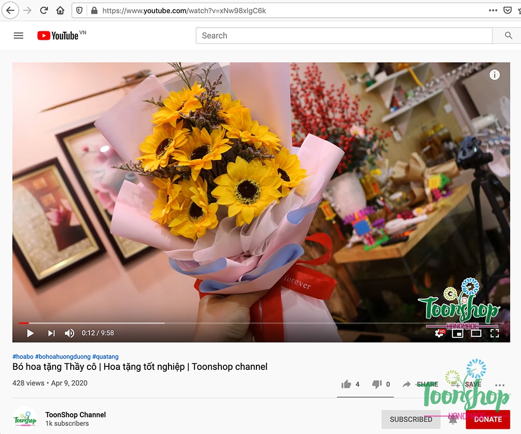 ToonShop hướng dẫn bó hoa hướng dương cực đẹp tặng thầy cô