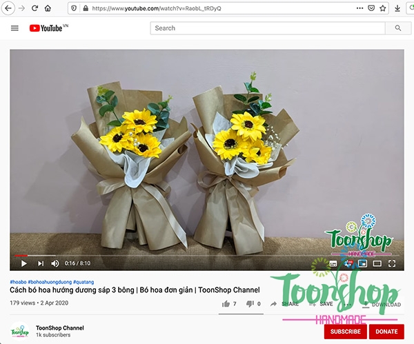Hướng dẫn bó hoa hướng dương sáp 3 bông Vintange