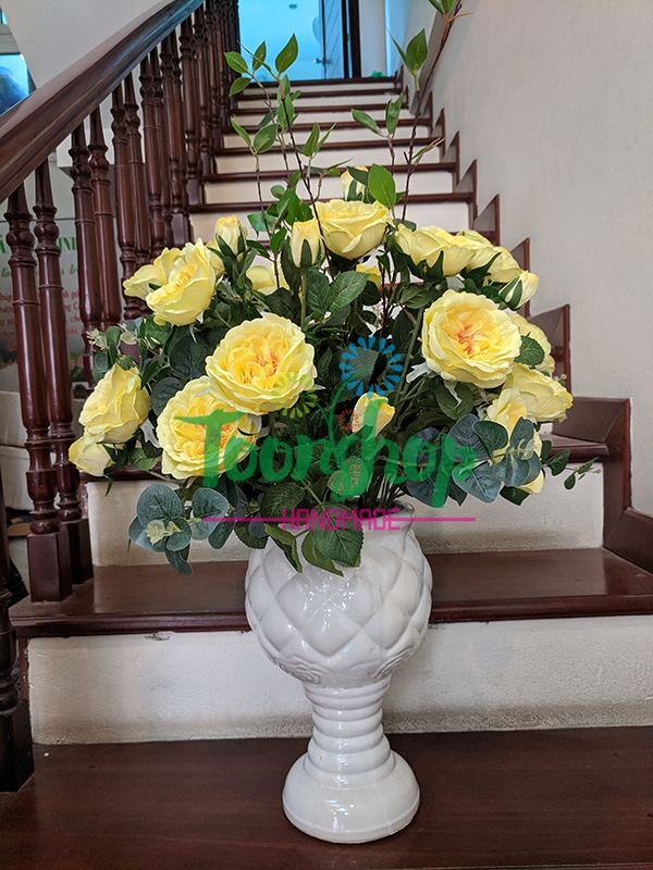 Bình hoa hồng David Sunshine vàng 01
