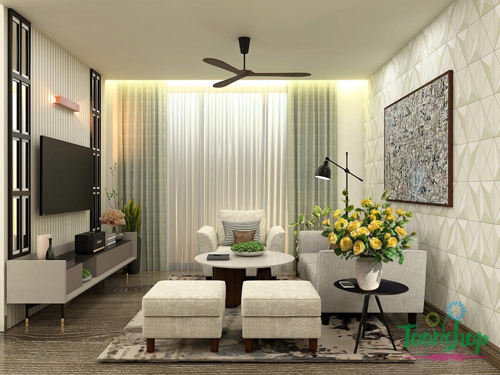 Bình hoa hồng vàng trang trí phòng khách