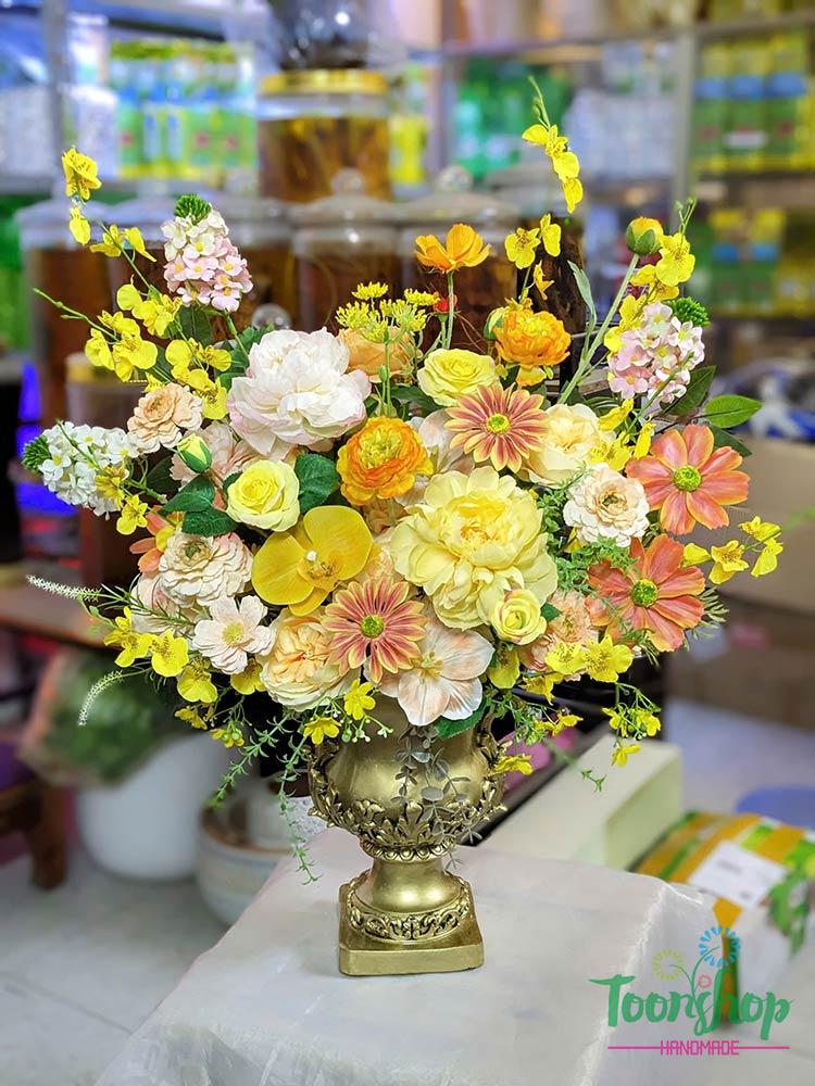 Bình hoa lụa cao cấp bầy phòng khách