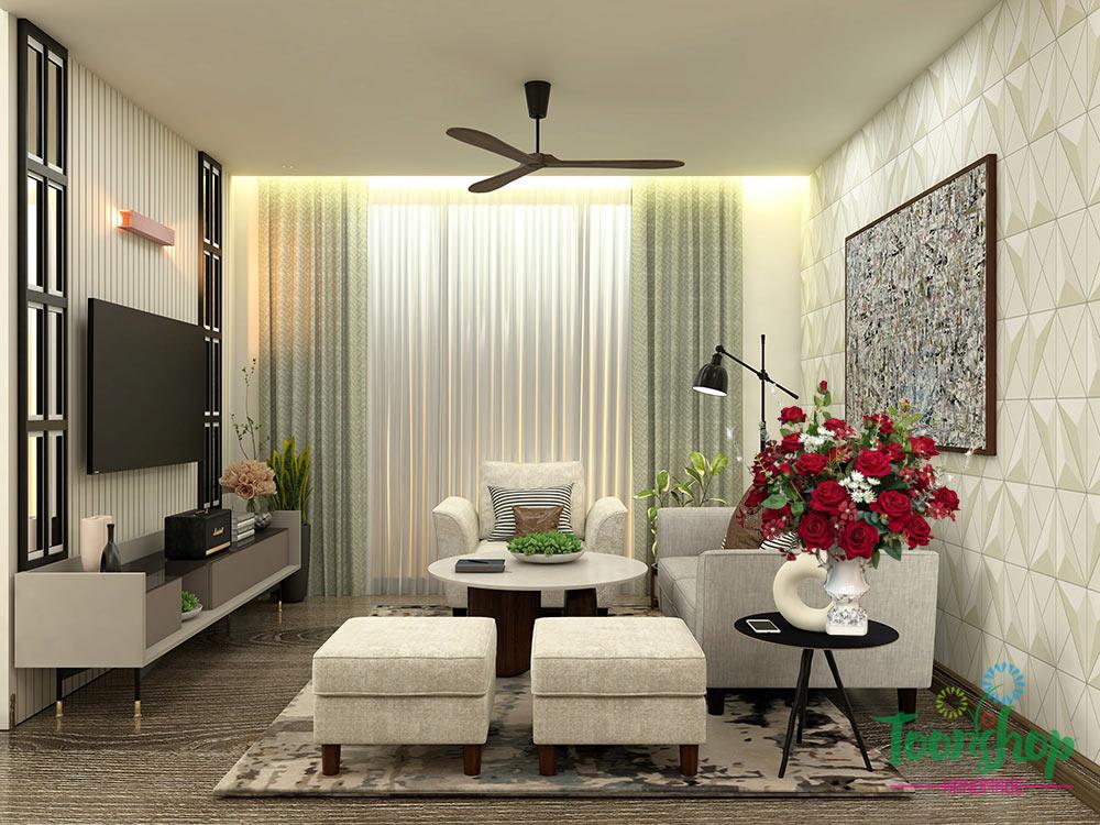 Bình hoa hồng nhung lụa cao cấp trang trí tại phòng khách