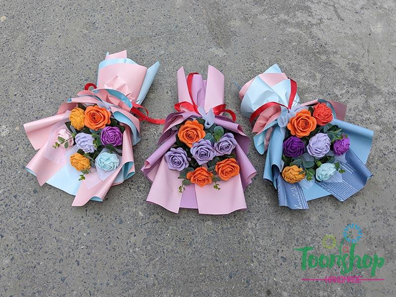 Bó hoa giấy nhún 7 bông màu mix