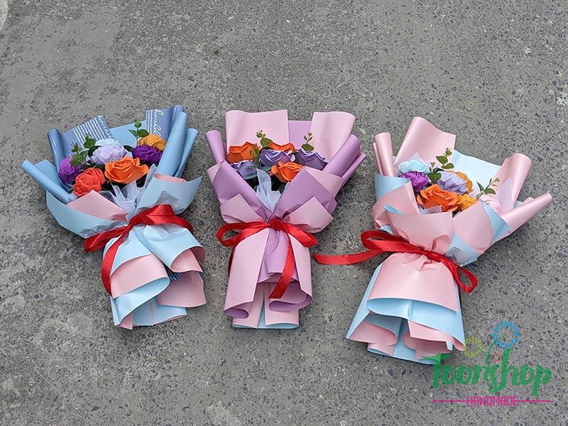 Bó hoa giấy nhún 7 bông màu mix