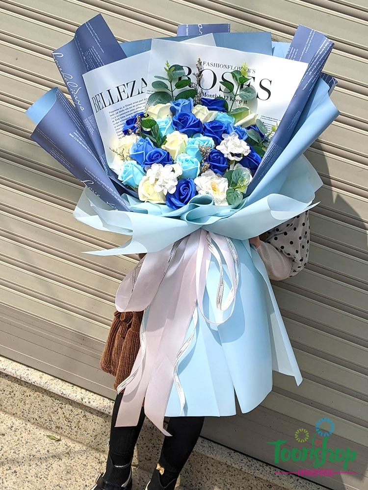 Bó hoa hồng sáp thơm cao cấp Blue Sea