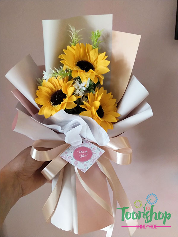 Bó hoa hướng dương sáp 3 bông