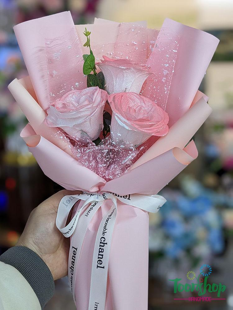 Bó hoa nhũ kim tuyến 3 bông xinh yêu