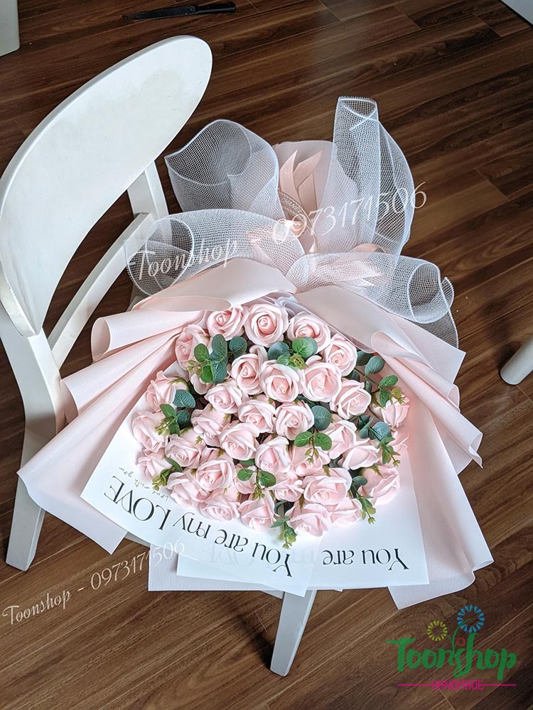 Bó hoa hồng sáp thơm cao cấp Pink Love