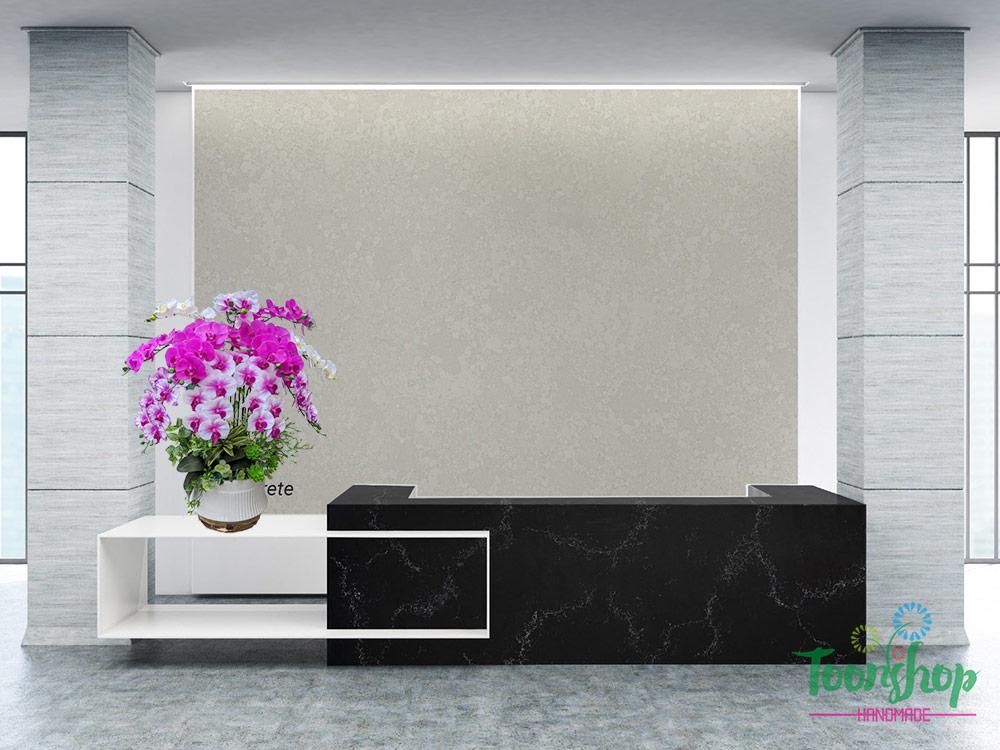 Chậu lan hồ điệp giả đặt ở quầy lễ tân