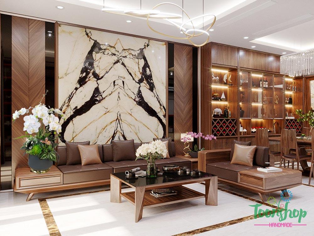 Lan hồ điệp trắng làm nổi bật không gian phòng khách