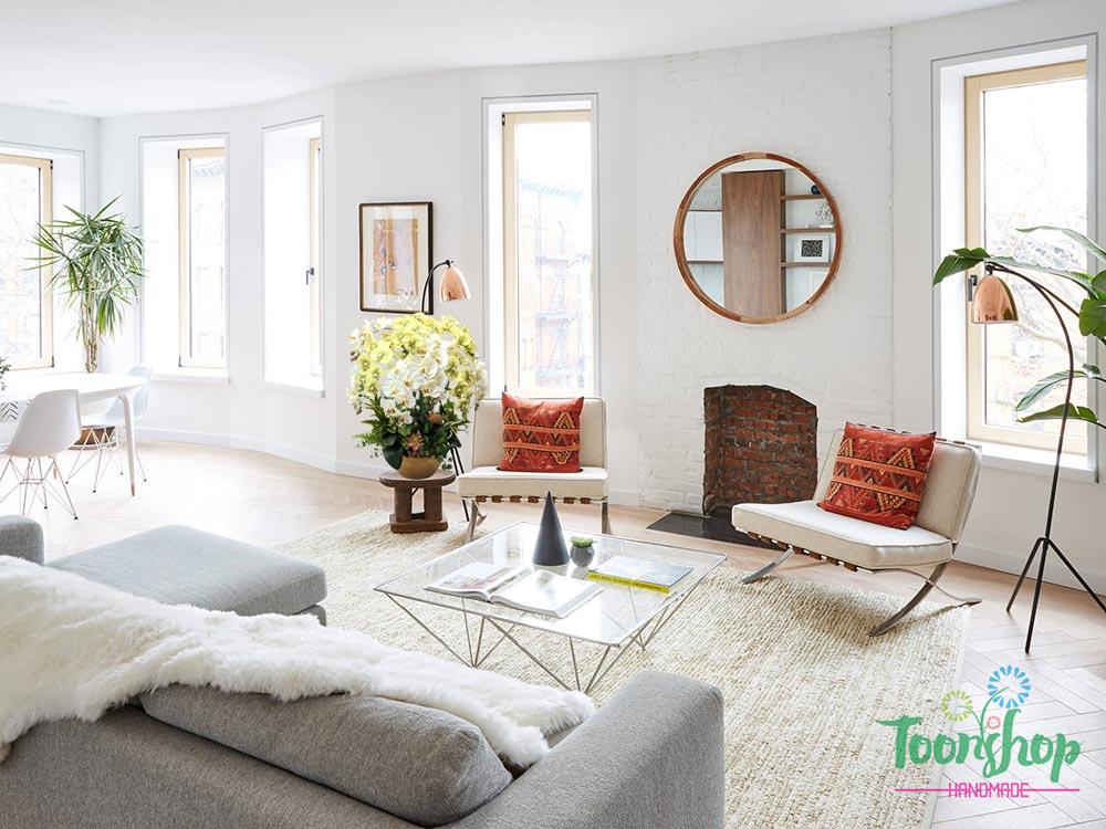 Phối cảnh bình lan hồ điệp xanh bơ tại phòng khách