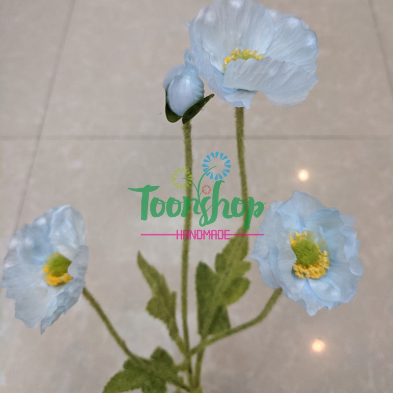 Cụm hoa anh túc 3 bông 1 nụ