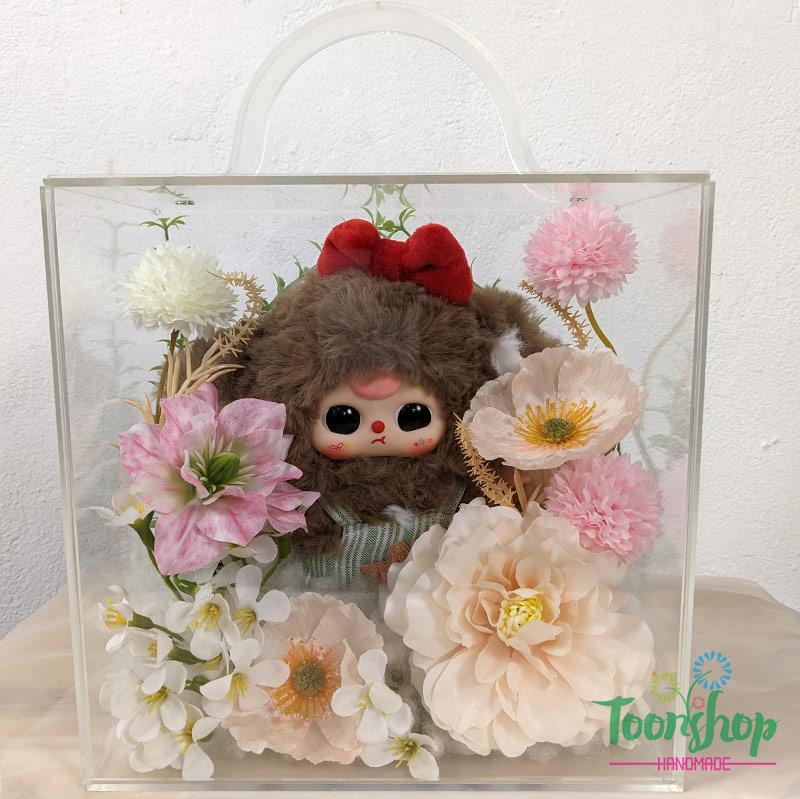 Vali hoa lua baby three màu nâu kích thước hộp nhỏ