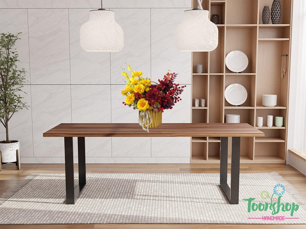 Lẵng hoa lụa Cung Hỷ Phát Tài bầy trên bàn phòng khách