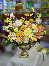 Bình hoa lụa đẹp tone màu vàng