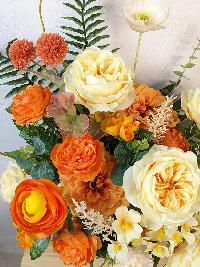 Bình hoa lụa cao cấp màu cam vàng