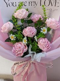 Bó hoa hồng giấy nhún 7 bông