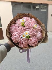 Bó hoa hồng giấy nhún 12 bông 