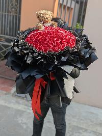 Bó hoa hồng sáp gấu bông