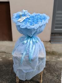 Bó hoa nhũ trái tim 28 bông màu xanh dương