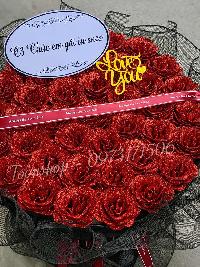 Bó hoa hồng nhũ tròn 40 bông màu đỏ