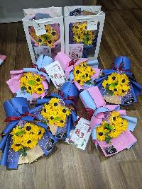 Set bó hoa sáp hướng dương 5 bông kèm túi thiệp