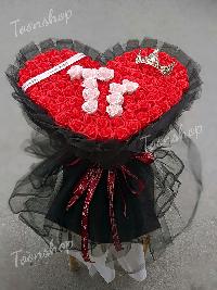 Bó hoa hồng sáp trái tim 99 bông đỏ