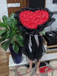 Bó hoa hồng sáp trái tim 50 bông đỏ