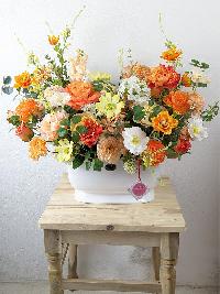 Chậu hoa lụa cao cấp màu cam The Sunshine