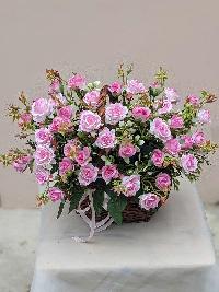 Giỏ hoa hồng tỉ muội chất liệu hoa lụa