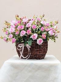 Giỏ hoa hồng tỉ muội chất liệu hoa lụa