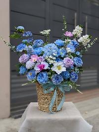 Lãng hoa chúc mừng khai trương màu xanh dương