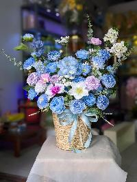 Lãng hoa chúc mừng khai trương màu xanh dương