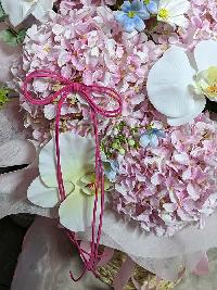 Giỏ hoa cẩm tú cầu tone màu hồng