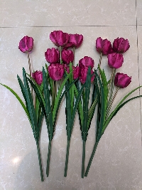 Cụm hoa Tulip 3 bông tím 01