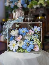 Hộp vali hoa lụa mica trong suốt cỡ nhỏ mẫu 05