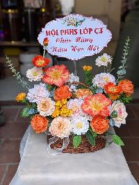Lẵng hoa chúc mừng cỡ vừa tone cam