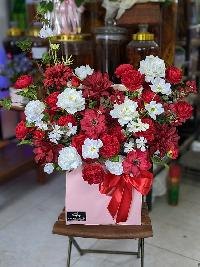 Lăng hoa lụa chúc mừng màu đỏ