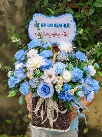 Lẵng hoa lụa Bầu trời xanh mùa hạ