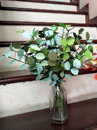Lọ cành lá mùa thu màu xanh nhạt, đậm 01