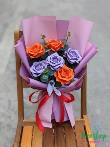 Bó hoa hồng giấy mỹ thuật 6 bông