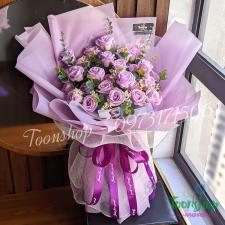Bó hoa hồng sáp thơm cao cấp Purple Sunset