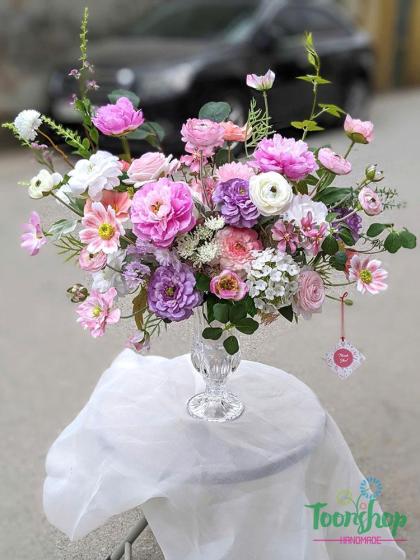 Bình hoa lụa cao cấp loving you