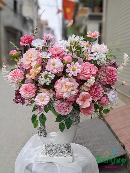 Bình hoa lụa Hạnh Phúc Đong Đầy