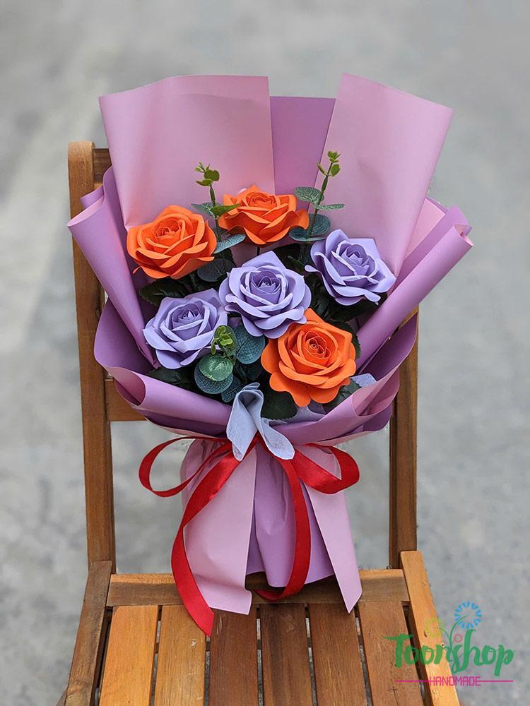 Bó hoa hồng giấy mỹ thuật 6 bông
