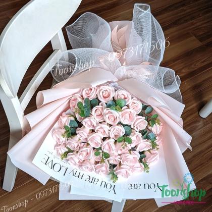 Bó hoa hồng sáp thơm cao cấp Pink Love