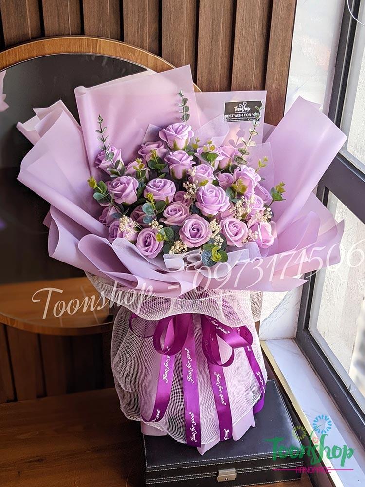 Bó hoa hồng sáp thơm cao cấp Purple Sunset