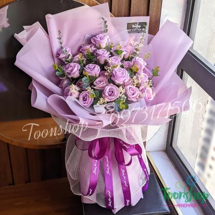 Bó hoa hồng sáp thơm cao cấp Purple Sunset
