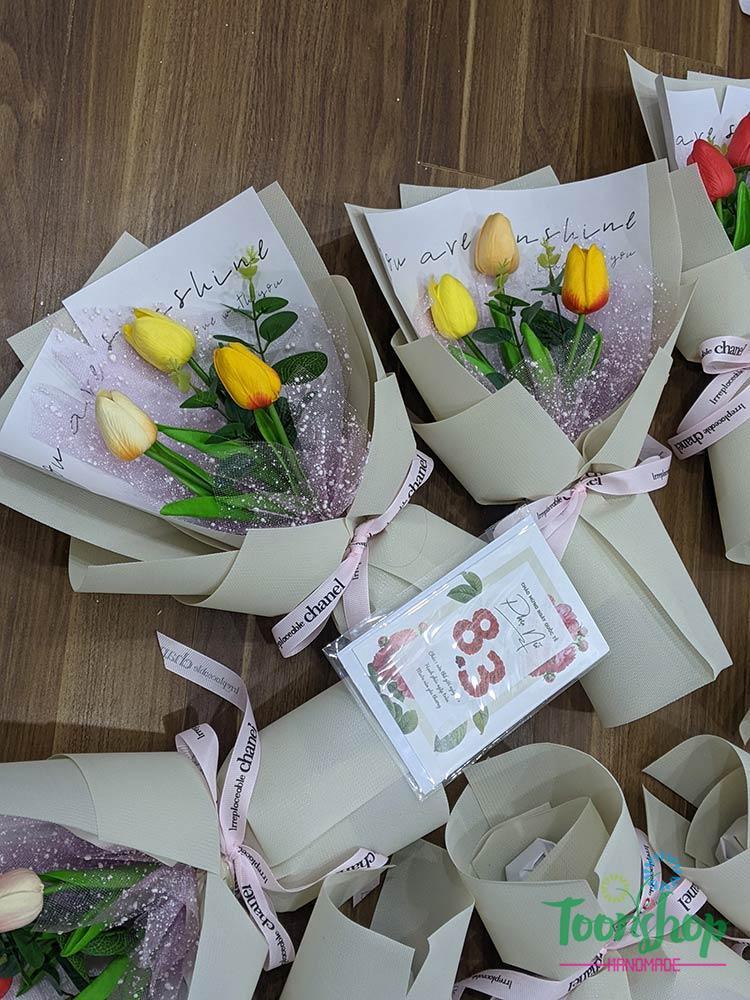 Bó hoa tulip 3 bông chất liệu cao su non